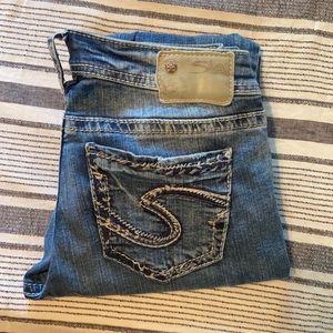 Lightly worn silver jeans. Aiko Mid Slim Boot.